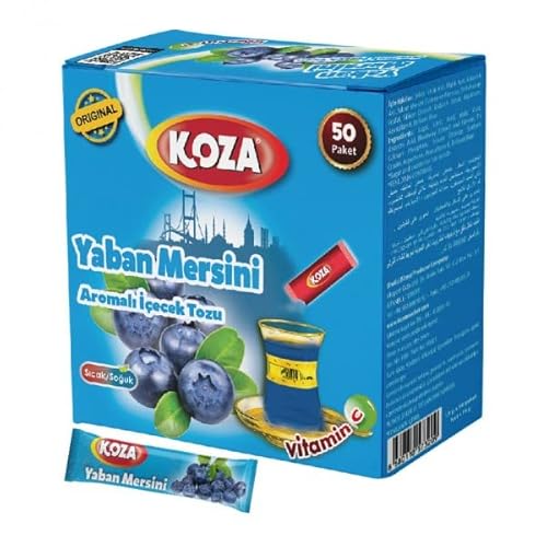 KOZA Blaubeere Instant Getränkepulver Stick einzeln Verpackt 50er Pack | Pulver für Heiß oder Kalt Getränk | Türkischer Tee | Ice Tea Pulver | Eistee | Früchtetee | Cay | Teepulver von KOZA