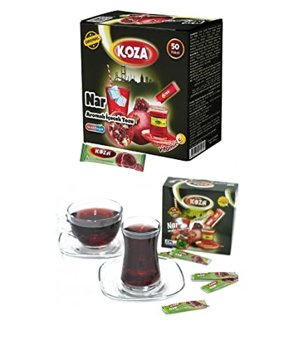 KOZA Granatapfel Instant Getränkepulver Stick einzeln Verpackt 50er Pack | Pulver für Heiß oder Kalt Getränk | Türkischer Tee | Ice Tea Pulver | Eistee | Früchtetee | Cay | Teepulver | von KOZA