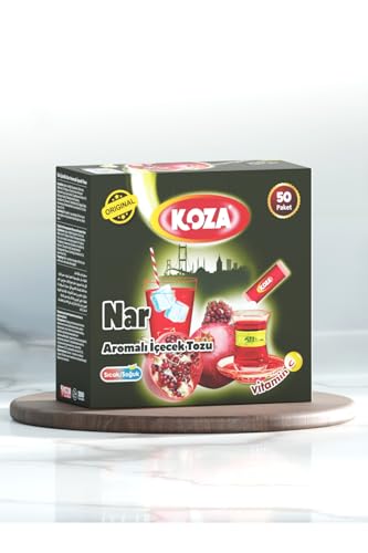 KOZA Granatapfel Instant Getränkepulver Stick einzeln Verpackt 50er Pack | Pulver für Heiß oder Kalt Getränk | Türkischer Tee | Ice Tea Pulver | Eistee | Früchtetee | Cay | Teepulver von Koza