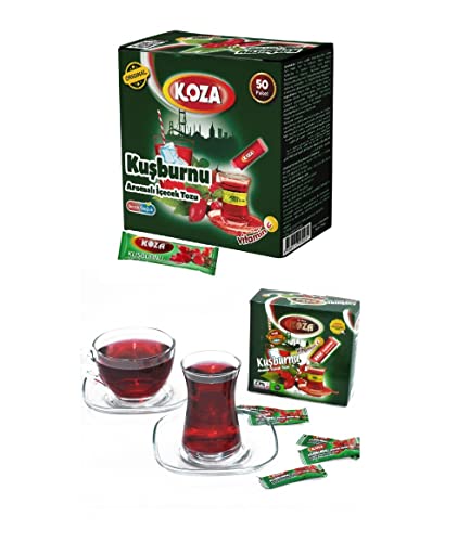 KOZA Hagebutte Instant Getränkepulver Stick einzeln Verpackt 50er Pack | Pulver für Heiß oder Kalt Getränk | Türkischer Tee | Ice Tea Pulver | Eistee | Früchtetee | Cay | Teepulver von Koza