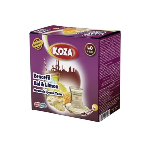 KOZA Instant Getränkepulver Stick einzeln Verpackt 40er Pack | Pulver für Heiß oder Kalt Getränk | Türkischer Tee | Früchtetee | Cay | Teepulver | Kräuter-Tee | Vitamin C (Honig und Ingwer & Zitrone) von KOZA