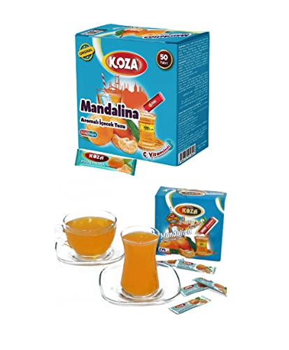 KOZA Mandarine Instant Getränkepulver Stick einzeln Verpackt 50er Pack | Pulver für Heiß oder Kalt Getränk | Türkischer Tee | Ice Tea Pulver | Eistee | Früchtetee | Cay | Teepulver | (Mandarine) von KOZA