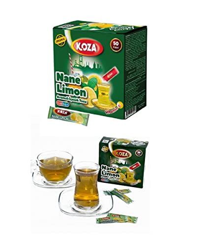 KOZA Minze Zitrone Instant Getränkepulver Stick einzeln Verpackt 50er Pack | Pulver für Heiß oder Kalt Getränk | Türkischer Tee | Ice Tea Pulver | Eistee | Früchtetee | Cay | Teepulver | von KOZA
