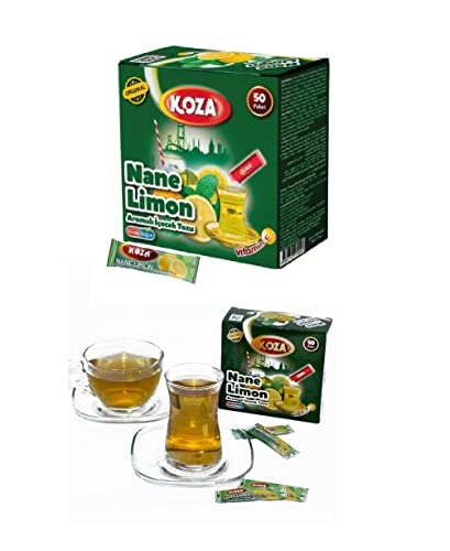 KOZA Minze Zitrone Instant Getränkepulver Stick einzeln Verpackt 50er Pack | Pulver für Heiß oder Kalt Getränk | Türkischer Tee | Ice Tea Pulver | Eistee | Früchtetee | Cay | Teepulver von KOZA