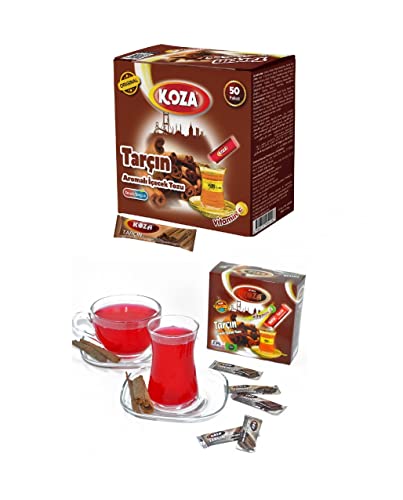 KOZA Zimt Instant Getränkepulver Stick einzeln Verpackt 50er Pack | Pulver für Heiß oder Kalt Getränk | Türkischer Tee | Ice Tea Pulver | Eistee | Früchtetee | Cay | Teepulver von KOZA