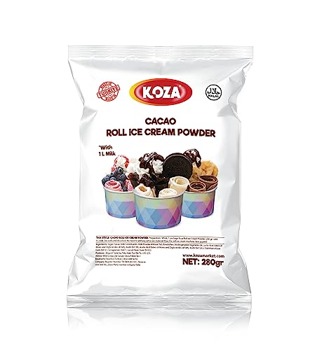 Koza Rolleis Thai Style 280gr - Eis selbermachen I Eispulver ohne Eismaschine I Speiseeis Pulver | eiscreme pulver | Roll Ice Cream Powder | eis pulver | Eismix | Halal | Grundmischung (Schokolade) von KOZA