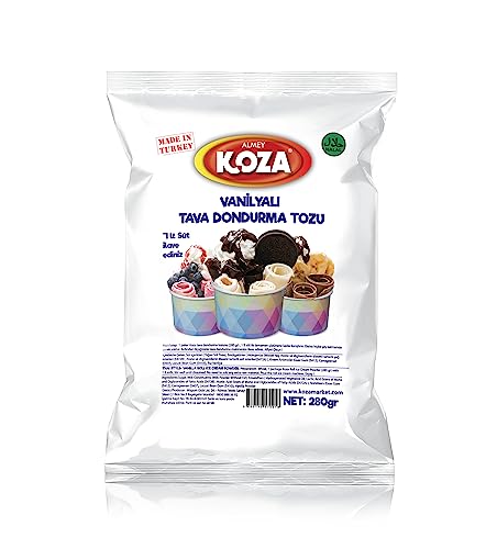Koza Rolleis Thai Style 280gr - Eis selbermachen I Eispulver ohne Eismaschine I Speiseeis Pulver | eiscreme pulver | Roll Ice Cream Powder | eis pulver | Eismix | Halal | Grundmischung (Vanille) von KOZA
