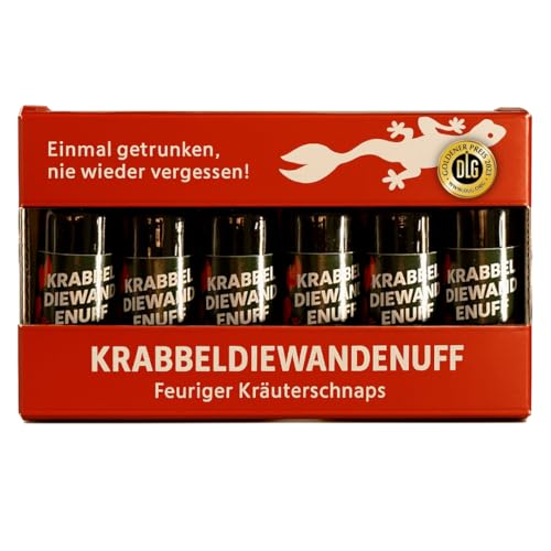 Krabbeldiewandenuff 20ml Kräuter-Schnaps Shots | original Geschmack seit 1951 | Kräuterschnaps scharf von Deheck | 50% Vol. KRABELDIWANDENUFF(25 Stück) (20ml x 6) von KRABELDIWANDENUFF