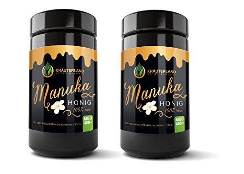 Kräuterland - Manuka Honig MGO 400+ 500g - 100% rein aus Neuseeland im Miron-Violettglas - besonders Lichtgeschützt von KRÄUTERLAND N A T U R - Ö L M Ü H L E