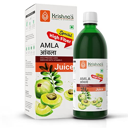 Krishna's Special Amla High Fiber Juice - 1000 ml | Fresh cold pressed Amla Juice | Helps Boosts Skin and Hair Health | Helps Detox | Rich in Vitamin C | Natural Immunity Booster von KRISHNA'S HERBAL & AYURVEDA