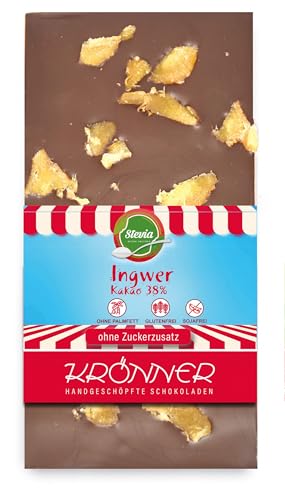 Krönner Stevia-Schokolade Vollmilch 38% mit Ingwer Krönner Stevia-Schokolade Vollmilch 38% mit Ingwer von KRÖNNER KAFFEEHAUS . KONDITOREI . CHOCOLATIER GARMISCH-PARTENKIRCHEN