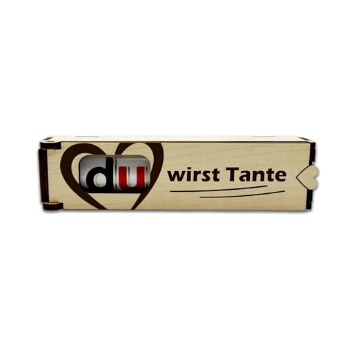 KS Laserdesign Schokoriegel Geschenkbox Holz - du wirst Tante - Geschenke für die beste Tante Patentante Überraschung Kleinigkeit Mitbringsel Geschenkidee OHNE DUPLO von KS Laserdesign