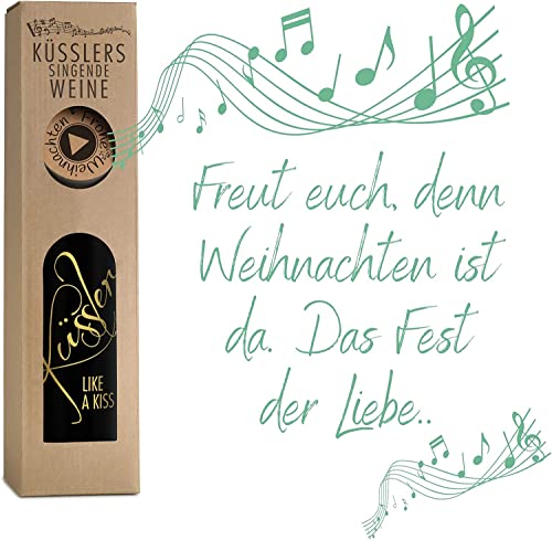 Neu! SINGENDER WEIN für WEIHNACHTEN - ein Cuvée rosé mit eigenem Weihnachtslied - im nachhaltigen Geschenkkarton - das ideale Weingeschenk! von KÜSSLER LIKE A KISS