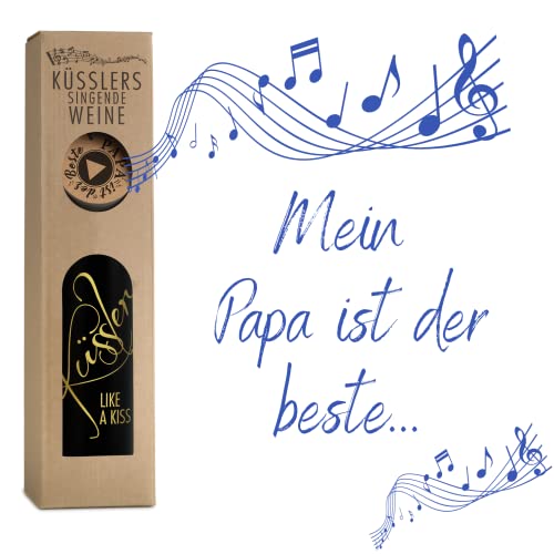 Neu! SINGENDER WEIN für den besten PAPA - ein Cuvée rot mit eigenem Papa-Song - im nachhaltigen Geschenkkarton - das ideale Weingeschenk! von KÜSSLER LIKE A KISS