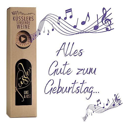 Neu! SINGENDER WEIN zum GEBURTSTAG - ein Cuvée rosé mit eigenem Geburtstags-Lied - im nachhaltigen Geschenkkarton - das ideale Weingeschenk! von KÜSSLER LIKE A KISS