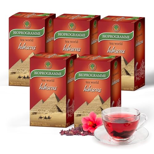 (5 Pack) Hibiskus tee Kräutertee | Bioprogramm für Kuker | Premium Hibiskus Tee | Hibiscus Unterblutdruck Beutel 20 Beutel von KUKER