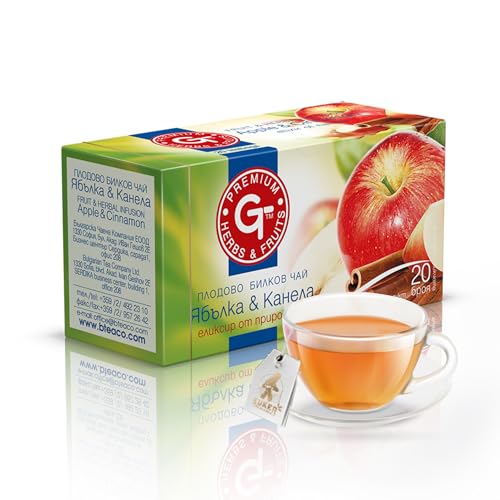 KUKER Detox Tee mit Apfel-Zimt Geschmack - 20 tea bags, Grüner tee koffeinfrei & Kräutermischung für Entspannung und Gesundheit, Herbal Tea mit getrockneten Früchten, Grüner Tee mit Apfel und Zim 30g von KUKER