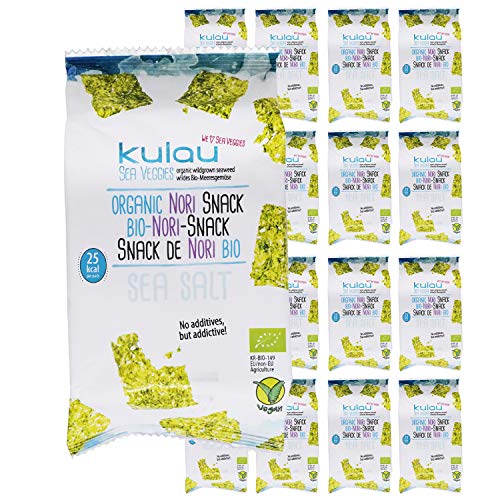 KULAU Bio Nori Snack 16x4g, Algen Chips aus gerösteten Nori-Algenblättern mit natürlichem Meersalz ohne künstliche Zusatzstoffen von KULAU GmbH