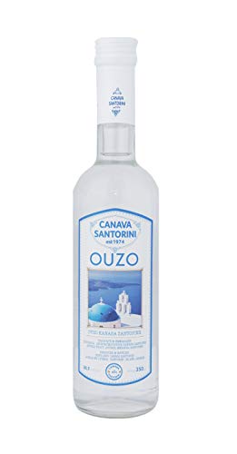 KURAMBAKOS - 350 ml Ouzo Canava Santorini 38,5% vol., qualitativ-hochwertiger griechischer Anis-Schnaps mit intensiver Note von KURAMBAKOS