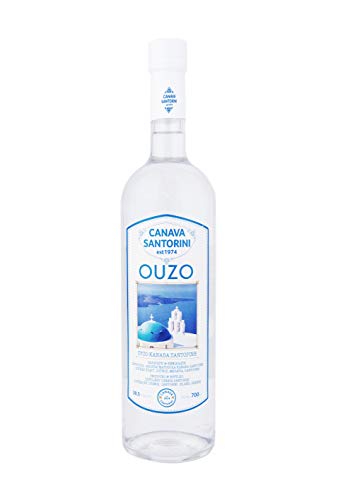 KURAMBAKOS - 700 ml Ouzo Canava Santorini 38,5% vol., qualitativ-hochwertiger griechischer Anis-Schnaps mit intensiver Note von KURAMBAKOS