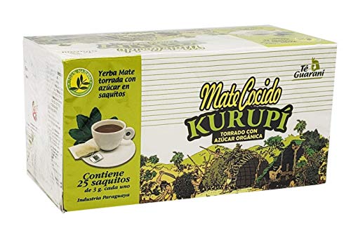 KURUPI Mate Cocido | Bolsas de té Yerba Mate Importadas de Paraguay. (Mate Cocido Sabor Torrado con Azúcar 25 bolsas) 75 Gramos von Kurupi