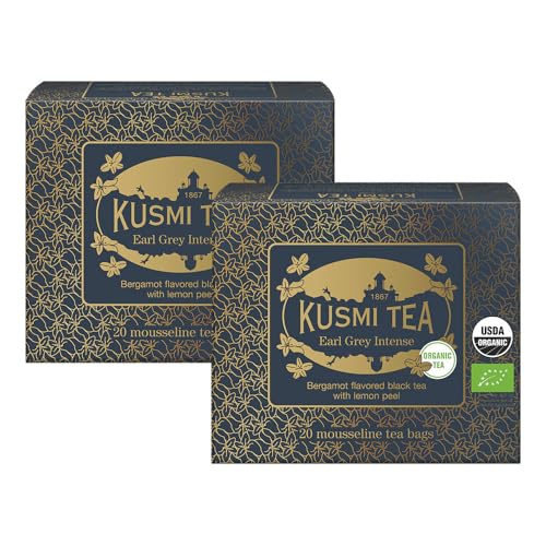Kusmi Tea - 2er Pack - Earl Grey Intense BIO - Bio Earl Grey Schwarzer Tee mit Kräftiger Bergamotte und würziger Zitrone - Koffeinhaltiger Tee - 2x20 Teebeutel von KUSMI TEA