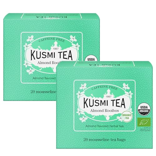 Kusmi Tea - 2er Pack - Rooibos Mandel - Rotbusch Bio Tee mit natürlichem Mandelaroma - Cremiger Rooibos Tee Aufguss - Koffeinfreier Kräutertee - 2x20 Teebeutel Kusmi Tea - 2er Pack - Rooibos Mandel - Rotbusch Bio Tee mit natürlichem Mandelaroma - Cremiger Rooibos Tee Aufguss - Koffeinfreier Kräutertee - 2x20 Teebeutel von KUSMI TEA