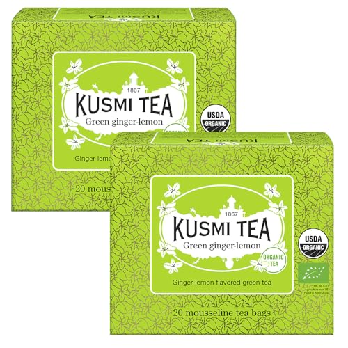 Kusmi Tea - 2er Pack - Grüntee Ingwer Zitrone - Bio-Grünteemischung mit Ingwer und Zitrone - 100% biologisches Grüner Tee - Heiß oder als Eistee genießen - 2x20 Teebeutel von KUSMI TEA