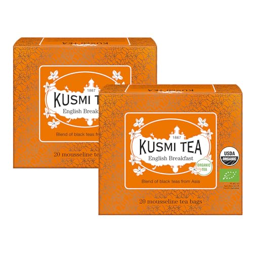 Kusmi Tea - 2er Pack - English Breakfast - Bio Mischung aus Asiatischen Bio-Schwarztees - Ceylon und Assam - Koffeinhaltiger Tee - 2x20 Teebeutel von KUSMI TEA