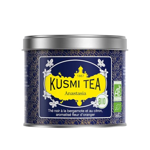 Kusmi Tea - Anastasia - Bio Schwarzer Tee Aromatisiert mit Bergamotte, Zitrone und Orangenblüten - Inspiriert vom ikonischen Earl Grey - Loser Tee - 100 g Metalldose - Menge für etwa 50 Tassen von KUSMI TEA