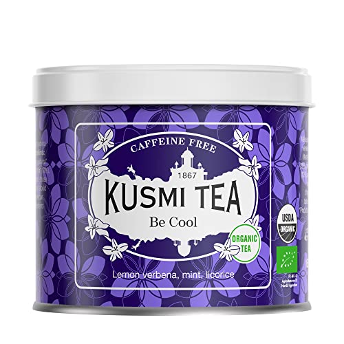 Kusmi Tea Be Cool Bio - Pflanzen mit Pfefferminze, Süssholz und Apfel - Koffeinfreier Kräutertee - 90 g Metall Teedose von KUSMI TEA