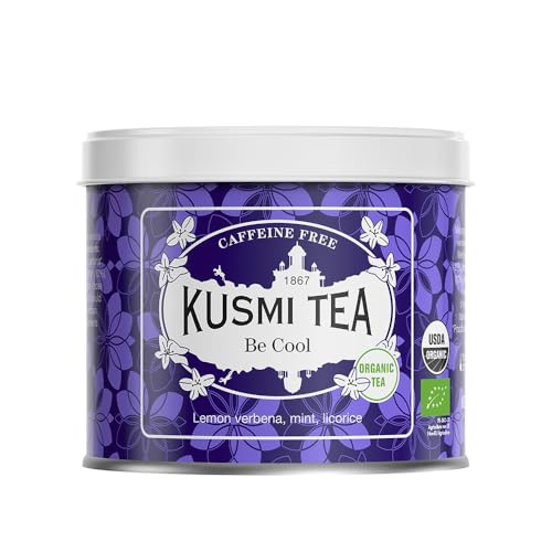 Kusmi Tea Be Cool Bio - Pflanzen mit Pfefferminze, Süssholz und Apfel - Koffeinfreier Kräutertee - 90 g Metall Teedose von KUSMI TEA