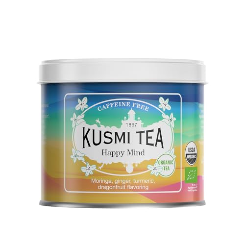 Kusmi Tea - Happy Mind - Bio Teemischung - Tee mit Pflanzen, Gewürzen und Apfel mit Drachenfrucht- und Zitronengeschmack - Koffeinfreier Kräutertee - Loser Tee - 100 g Metalldose für etwa 50 Tassen Kusmi Tea - Happy Mind - Bio Teemischung - Tee mit Pflanzen, Gewürzen und Apfel mit Drachenfrucht- und Zitronengeschmack - Koffeinfreier Kräutertee - Loser Tee - 100 g Metalldose für etwa 50 Tassen von KUSMI TEA