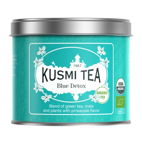 Kusmi Tea - Blue Detox Bio - Grüner Tee, Maté und aromatisierte Pflanzen Ananas - Teedose Metall 100g - ca. 40 Tassen von KUSMI TEA