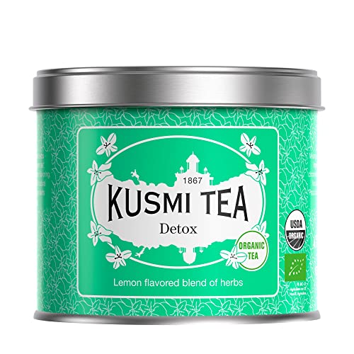 Kusmi Tea - Detox Bio - Bio-Grüntee, Mate-Tee und Pflanzenmischungen mit Zitronengeschmack - 100g Metallteedose - ca. 40 Tassen von KUSMI TEA