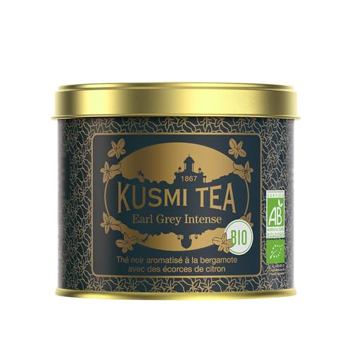 Kusmi Tea - Earl Grey Intense - Bio Earl Grey Schwarzer Tee mit Kräftiger Bergamotte und Würziger Zitrone - Loser Tee - 100 g Metalldose - Menge für etwa 50 Tassen von KUSMI TEA