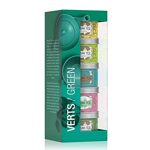 Kusmi Tea Geschenkset Grüner Tee - 5 Mini Metalldosen mit Grünen Tees - 5 Natürliche Aromen Jasmin, Ingwer-Zitrone, Label Impérial, Rose, Minze - In Frankreich Verpackt von KUSMI TEA