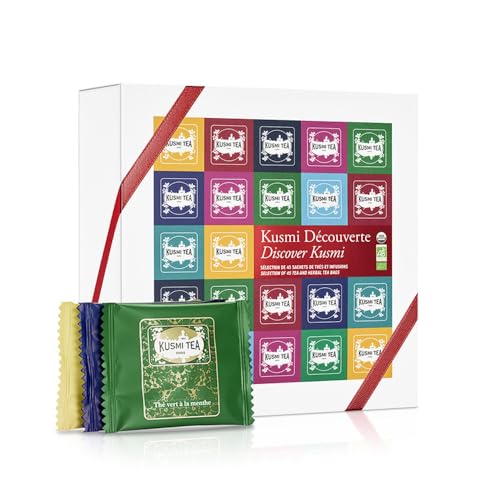 Kusmi Tea - Geschenkset Discover Kusmi für Frauen und Männer - Grüner Tee, Schwarzer Tee, Weißer Tee, Kräutertee, Hibiskustee - Eine Auswahl von 9 Sorten, 45 Teebeutel - Idee Geburtstagsgeschenk von KUSMI TEA