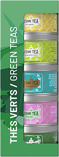 Kusmi Tea - Geschenkset Les Verts - Grüner Jasmin, Grüner Ingwer-Zitrone, Label Impérial, Grüne Rose, Grüne Minze - Teedosen aus Metall 5x25g von KUSMI TEA