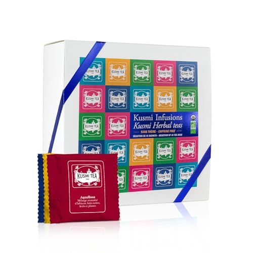 Kusmi Tea - Geschenkset Herbal Teas für Frauen und Männer - Koffeinfreie Tees - Hibiskustee, Kamillentee, Rooibos - Eine Auswahl von 9 Sorten, 45 Teebeutel bio Kräutertee - Idee Geburtstagsgeschenk von KUSMI TEA