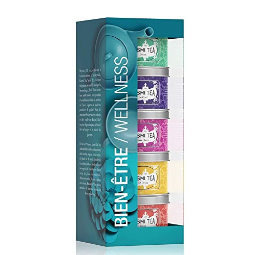 Kusmi Tea Geschenkset Wellness Tee Mischungen - 5 Mini Metalldosen mit Kräutertee und Aromatisiertem Tee - Detox Tee, BB Detox, Boost, Sweet Love, Be Cool - 5 x 25 gr Teedosen von KUSMI TEA