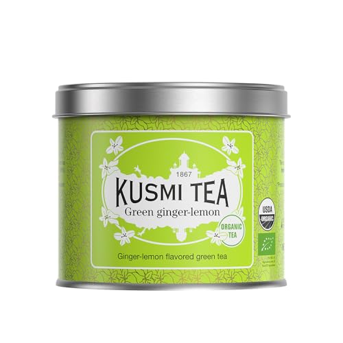 Kusmi Tea - Grüntee Ingwer Zitrone - Bio-Grünteemischung mit Ingwer und Zitrone - Heiß oder als Eistee genießen - Loser Tee - 100 g Metalldose - Menge für etwa 50 Tassen von KUSMI TEA