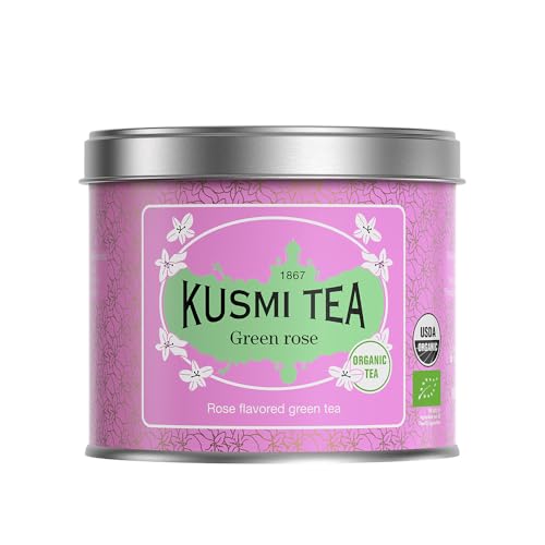 Kusmi Tea - Grüntee Rose - Grüner Tee mit natürlichem Rosenaroma - Bio-Grüntee-Rosen-Mischung - Loser Tee - 100 g Metalldose - Menge für etwa 50 Tassen von KUSMI TEA