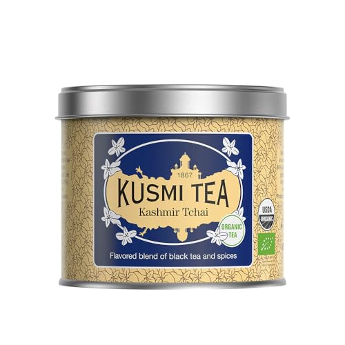 Kusmi Tea - Kashmir Tschai - Bio Schwarzer Tee mit Anis, Kardamom, Zimt, Ingwer und Nelken Aromatisiert - Loser Tee - 100 g Metalldose - Menge für etwa 50 Tassen von KUSMI TEA