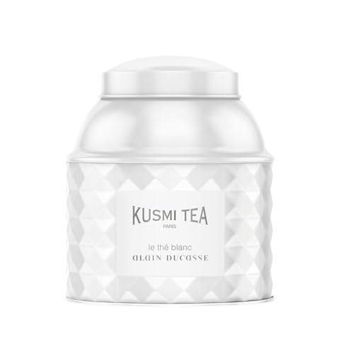 Kusmi Tea - Le Thé Blanc Bio Alain Ducasse - Raffinierte Mischung aus weißem Bio-Tee und grünem Bio-Tee, aromatisiert mit Himbeere und Rose - Dose mit 120 g losem Tee - Ca. 50 Tassen von KUSMI TEA