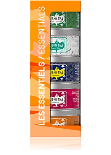 Kusmi Tea - Les Essentiels Gift Set Bio - Grüner Tee, Schwarzer Tee und Kräutertee - Mischungen hergestellt in Normandie - Teedosen aus Metall 5x25g von KUSMI TEA
