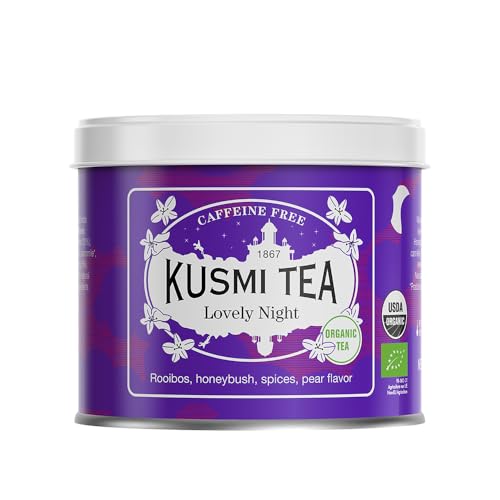Kusmi Tea - Lovely Night - Bio-Kräutertee - Rooibos-Kräutertee mit Honigbusch, Birne, Süßholz und Lindenblüten - Koffeinfreier Kräutertee - Loser Tee - 100 g Metalldose - Menge für etwa 50 Tassen von KUSMI TEA