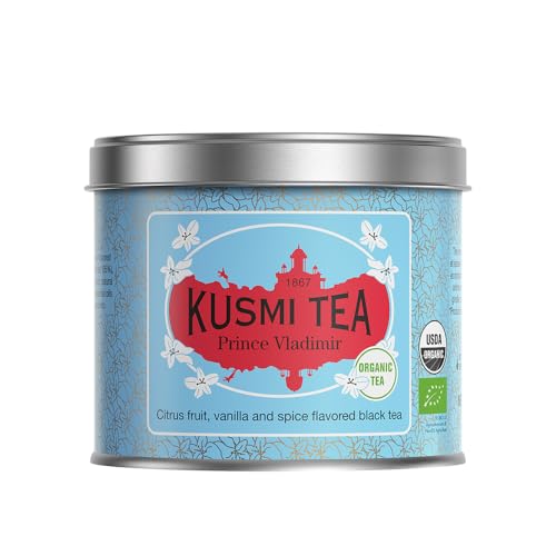 Kusmi Tea - Prinz Wladimir - Bio Earl Grey Schwarztee mit Orange - aromatisiert mit Zitrusfrüchten, Zimt, Bergamotte, Vanille und Gewürzen - Loser Tee - 100 g Metalldose - Menge für etwa 50 Tassen von KUSMI TEA