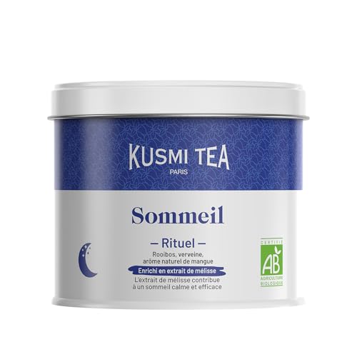 Kusmi Tea - Einschlaf Ritual - Bio Entspannungstee mit Mango - Kräutertee zum Schlafen - Rooibos, Melisse und Eisenkraut - Loser Tee - 100 g Metalldose - Menge für etwa 50 Tassen von KUSMI TEA