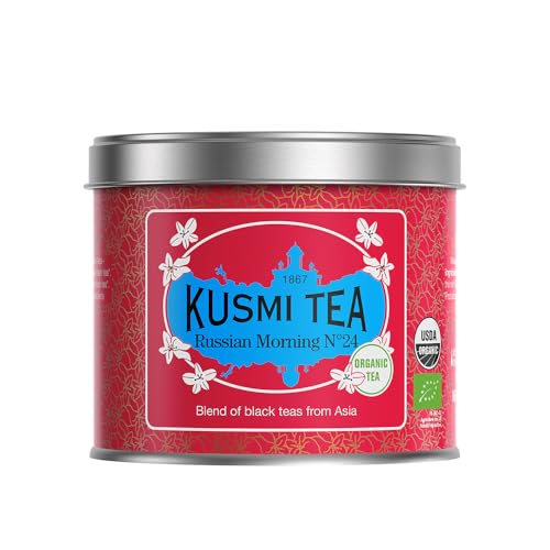 Kusmi Tea - Russian Morning N°24 - Bio-Schwarzer Tee - Mischung aus Asiatischen Schwarztees - Grand Yunnan, Ceylon & Assam - Loser Tee - 100 g Metalldose - Menge für etwa 50 Tassen von KUSMI TEA